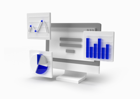 A 3D graphic that represents that our, datacenterHawk's, web-based platform
